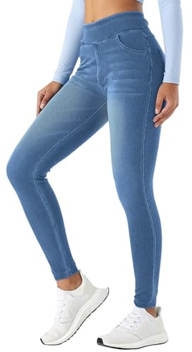 Onsoyours Jeans Donna Vita Alta Jeggings Elasticizzati Yoga Leggins Skinny Jeggings Pantaloni in Denim A Azzurro 01 M