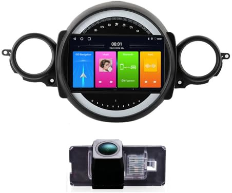 Radio de coche Android CarPlay Android Auto Radio con pantalla, Bluetooth, GPS Navi,WiFi, RDS, Mirror Link,Cámara de visión nocturna para BMW Mini Cooper Clubmann Coupe R55 R56 R57 R58 R59 R60 R61