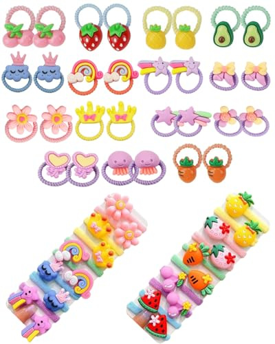 TPZORJX 50 pièces d'élastiques à cheveux colorés Bande Élastique De Bande Dessinée Accessoires De Cheveux Filles Bande De Cheveux Élastique Arc Accessoires De Cheveux Pour Bébés Et Enfants