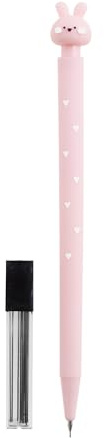 Back2Fun - Portamine per bambini con coniglietto nella parte superiore, include 12 mine 2B, cancelleria per bambini divertente, matita porta mina 0,5 mm, pensata per la custodia della scuola o da
