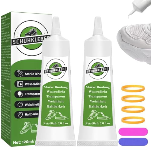 Schuhkleber, 120ml Schuhkleber Extra Stark Wasserfest, Starker Kleber, Professionell für die Reparatur von Rissigen und Abgenutzten Sportschuhe, Laufschuhe, Lederschuhe, Stiefel, Leder