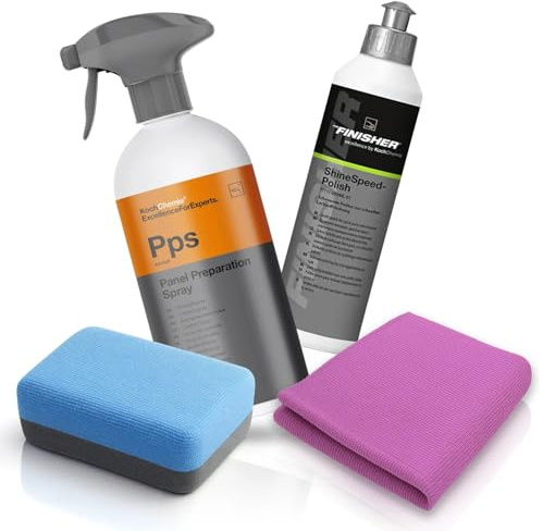 wortek Autolack Politur Set Koch Chemie The Finisher ShineSpeedPolish 250ml & Panel Preparation Spray 0,5L inkl Applikator & 3x Microfasertuch Auto Lack Pflege Autolack Entfetter