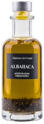 Aceite de Oliva Virgen Extra con Albahaca – Llàgrimes del Canigó – 250ml – Infusionado Natural – Fresco y Aromático – Ideal para Ensaladas, Pasta y Mozzarella