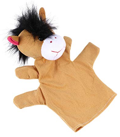 Gogogmee 1Stück Tierhandpuppen Plüsch Handpuppe Pferd Fünf Finger Handschuh für Geschichtenerzähler Kindlichen Fantasie für Familie und Freunde