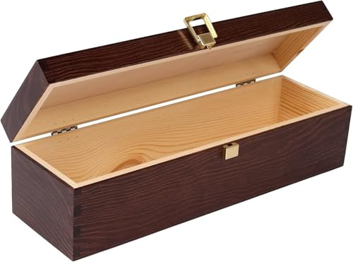 Wooden Wine Box Dark Brown | Storage Box | 1 Bottle | 36 x 11 x 10 cm | Natural Wood | Chest Box | with Lid | Perfect for Painting, Storing, Decoration
