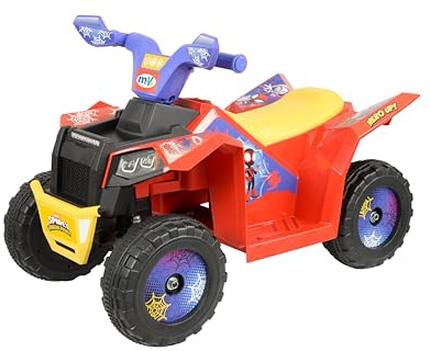 Spidey Kids Mini Quad Bike - Official Licensed Kids Ride On Car - 6V Electric Ride On Toys - Forward, Reverse Gears, Chunky Tyres & Amazing Friends Decals, Safe Toddler Toy - Spidey Toys