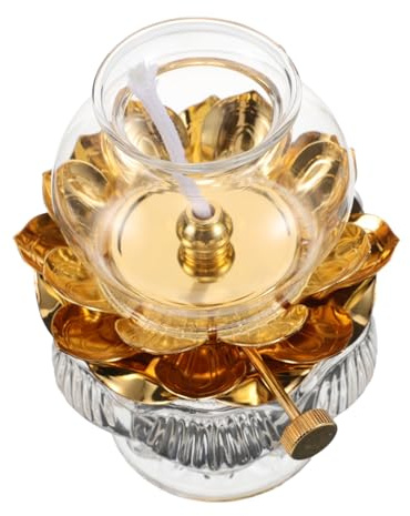 MAGICLULU Lampe à Pétrole Verre Lotus Vintage Lanterne à Pétrole Petite Décorative pour Éclairage Intérieur Et Table
