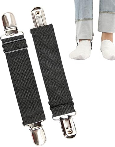 Mihauuke Fixateurs de Bas de Pantalon,2 Pièces Réglables Pinces d'Étrier | Bretelles Anti-Dérapantes Unisexe pour Bottes,Randonnée Motocyclisme Pêche Camping