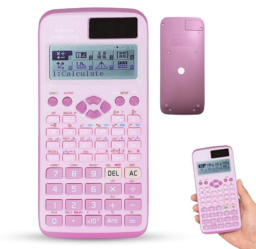 FX-991EX Scientific Calculator with 552 Functions, Advanced Scientific Calculator with 10+2 Screen Displays for Students, School, Office, Business Home Daily Use (Pink)