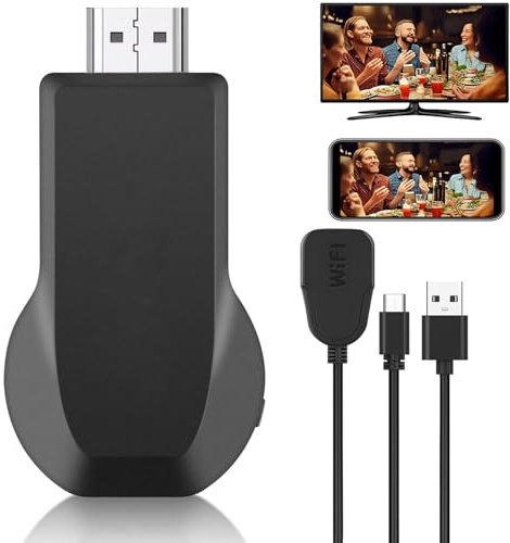 Adaptateur d'affichage sans fil,4K 1080p HDMI WiFi Mobile Screen Mirroring Receiver Dongle, adaptateur d'affichage Dongle pour i-Phone/i-Pad/Android vers TV projecteur prend en charge Miracast Airplay
