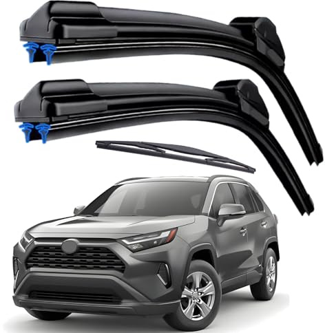 HIDOFILT Dual Rubber Blade Windshield Wipers for Toyota RAV4 2019 2020 2021 2022 2023 2024,Mazda 5 2015 2014 2013 2012 2011 2010-2006 Replacement 26+16+12 Rear Wiper Blades (Pack of 3)