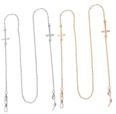 PartyKindom 2pcs Vintage Cross Alloy Glasses Chain Anti-slip Eyeglass Holder Necklace for Women Glasses Hanger around Neck