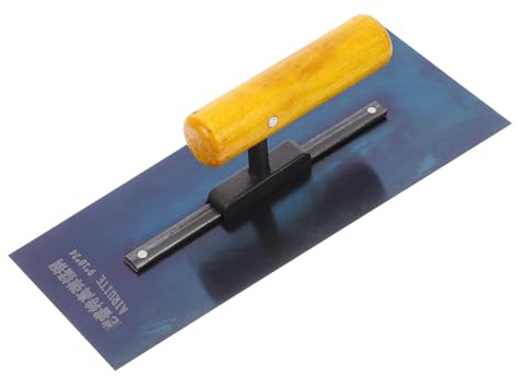 Lurrose Paleta de Enlucido para Construcción Interior con Mango de Madera, Acero al Carbono Resistente, Llana de Acabado para Hormigón y Yeso, Herramienta Manual Multipropósito