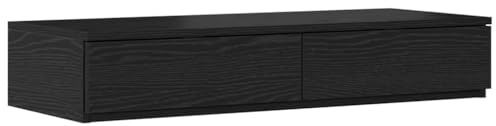 Favemtsl Tiroirs de lit aspect chêne noir – Lot de 2 tiroirs de lit sur roulettes 75 x 36,5 x 16,5 cm – Commode sous le lit peu encombrante – Table de chevet push-to-open pour chambre à coucher
