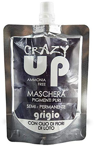 Crazy Up Maschera Colorante Senza Ammoniaca Semipermanente per Capelli - 200 ml (Grigio)