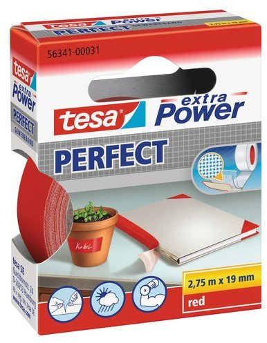 Tesa - Nastro adesivo extra forte, lunghezza 2,75 m, larghezza 19 mm Rosso