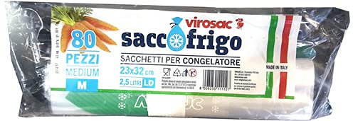 Virosac Sacchi Frigo Rotolo 23 X 32 Pezzi 80 Contenitore per Alimenti, Multicolore, Unica, 24 unità