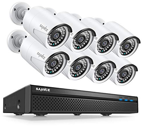 SANNCE 1080P PoE Kit de Seguridad 8CH 1080P NVR sin Disco Duro de Vigilancia y 8 IP Cámaras Sistema de Vigilancia 2MP Visión Nocturna hasta 50m IP66 Impermeable Interior/Exterior-sin HDD