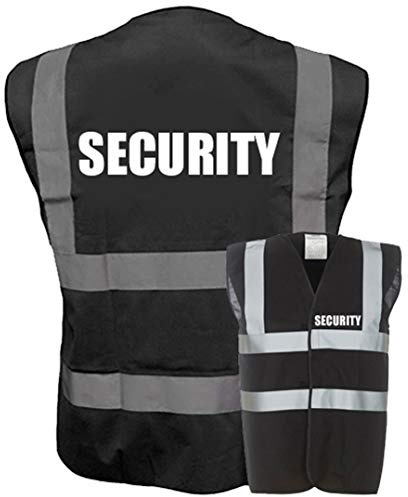 Expert Workwear SECURITY Hi Vis Vest Waistcoat Safety Reflective Jacket High Visibility Black Yelloww