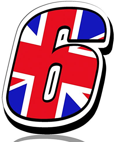 Biomar Labs® 1 x Vinyl UK Flag Sticker Union Jack Great Britain England National Auto Moto Motocross Motosport Start Racing Number 6 Rally Race Car Bike Motorcycle Tuning N 296