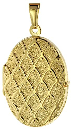 trendor Medaillon mit Netzmuster Gold 333 / 8K 75535 | zauberhaftes Gold-Medaillon für Damen, einzigartiger Goldschmuck für Frauen, liebevolle Geschenkidee,