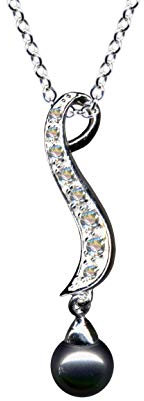 Kette + Anhänger Jugendstil Perle Collier Echt Sterling 925 Silber Zirkonia Kristalle Kettenanhänger Liebe Glaube Hoffnung Emotion Symbol Motiv Stil Objekt extravagant schön modisch klar
