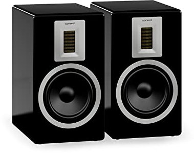 sonoro Orchestra HiFi Regallautsprecher Paar (2 Wege Bassreflex, Holzgehäuse, perfekte Ergänzung Maestro) Design Lautsprecher Boxen Schwarz