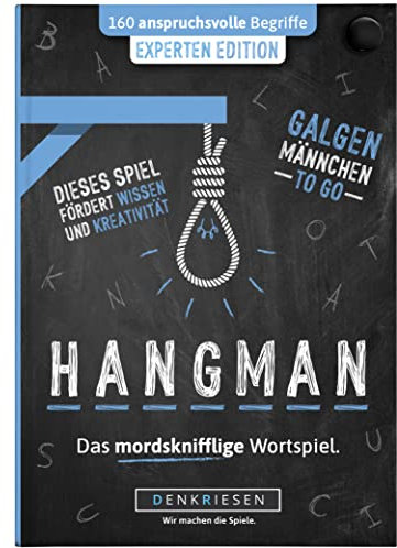 DENKRIESEN - HANGMAN - EXPERTEN EDITION - Galgenmännchen TO GO | Spielblock | Partyspiel | Geschenkidee | Reisespiel | Wortspiel | Rätselblock - Spiel ab 2 Personen