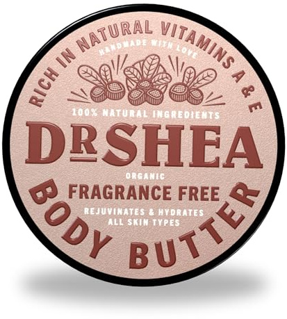 Dr Shea Whipped Fragrance-Free Body Butter (200ml) - 100% Natural Raw Shea & Almond Oil - Unscented Moisturiser for Sensitive Skin, Eczema & Babies - Vegan