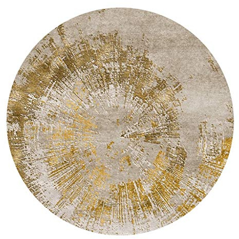 YJRBZ Zeitgenössischer runder Teppich Grau und Gold, runder Teppich für Wohnzimmer, Couchtisch, Schlafzimmer, zum Aufhängen, kreisförmiger Wagen, Mat Chair Computer Kissen (Size : Diameter 120cm)