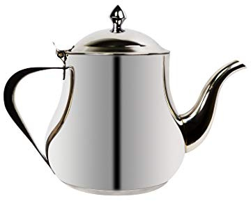 Ramadan24 Tetera con inducción de acero inoxidable, diseño árabe marroquí, con tapa, filtro de té, pico y asas, 3 en 1, también como cafetera de café, hervidor de agua (2 litros)