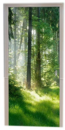 A.Monamour Türtapete Selbstklebend Türfolie Türposter 3D Sonnenstrahlen Durch Neblige Grüne Fichtenwald Natur Landschaft Vinyl Folie Türdeko Tapete Wandbild Türaufkleber Türtattoo 90 x 200 cm