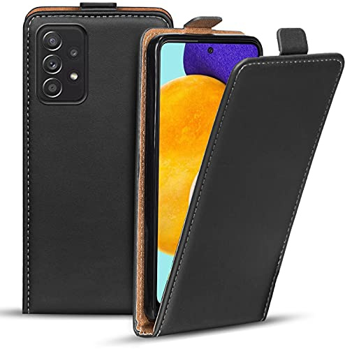 Verco Flip Cover für Samsung Galaxy A52 Case, A52s 5G / A52 5G Flipstyle Schutzhülle für Samsung Galaxy A52 Hülle Kunstleder Tasche vertikal klappbare Handyhülle, Schwarz
