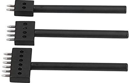 3pcs Leder Zinkenstanzer Werkzeugsatz, 2/4/6 Kohlenstoffstahl Zinkenreihe Rundschnitt Rundlocher für Lederhandwerk(Teeth 6mm),Andere Percussion-Tools
