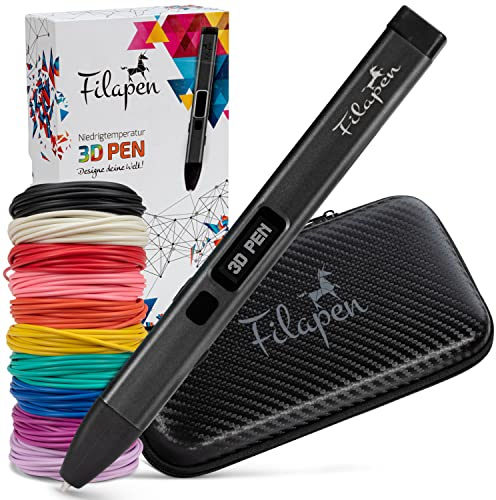 Penna 3D Premium con 10 filamenti e custodia (nero), matite 3D per bambini e adulti, con modelli inclusi, set di penne 3D per principianti e professionisti, set da artigianato fai da te
