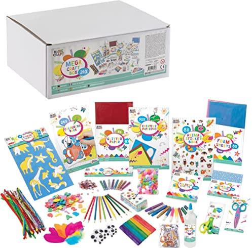Grafix XXL Bastelsachen Set für Kinder ab 4 Jahren | 1000 Bastelmaterial DIY | Bastelset für Jungen und Mädchen | Bastelbox Scrapbooking | Kids Mega Craft Box