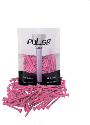 Premium Holz Golf Tee - 100 Stück (Neon Pink, 70)