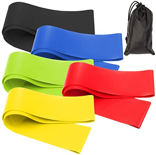 Speeron Gummibänder: 5er-Set Widerstandsbänder, Latex, 5 Stärken, je 60 cm Länge, Tasche (Fitness-Gummibänder, Fitnessband Latex, Gummi)
