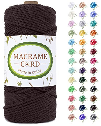 LEREATI Corda Macrame 4mm x 100m, Filo Macrame Corda Cotone Spago Grosso, Macramè Filo Cordoncino Colorata, Cordino per Borse Uncinetto, Decorazioni Fai Da Te, Arazzo da Parete, Giardinaggio