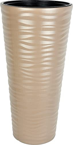 Macetero alto M dorado 70 cm maceta para interior y exterior beige