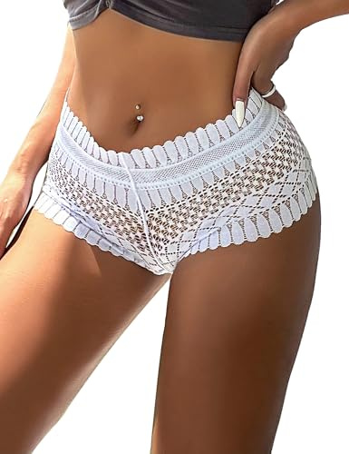 comeondear Sexig Stringtrosa Dam Förförisk Stringtrosa Sexydonna Hot Spets Trosor Brasiliansk Briefs Stretch Stor Storlek G-String Kort Underkläder Hårda Underkläder, 1-vit, XL-XXL