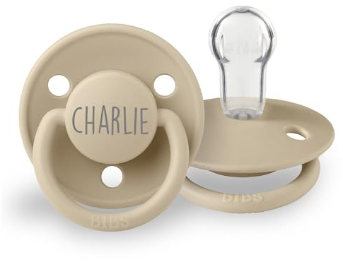 Gutmarkiert Schnuller BIBS personalisierbar mit Namen - Silikon für Babys | Spülmaschinenfest - BPA-frei - leicht zu reinigen - Babyschnuller BIBS - 0-36 Monate - für Jungen und Mädchen - Farbe Sand