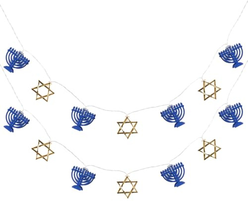 HOMSFOU Hanukkah Lichterkette in Form Eines Sechsstern-Kerzenhalters Batteriebetriebene Festliche Beleuchtung Für Schlafzimmer Kinderzimmer Und Wohnzimmer Ideal Für Hanukkah-Feiern Und Dekoration