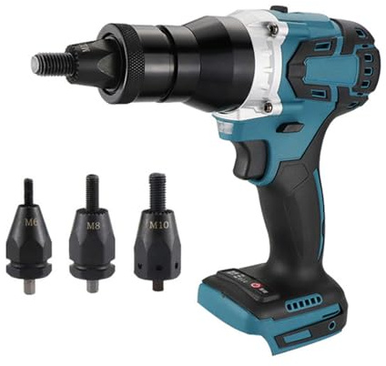 KKnoon Powerful Brushless Electric Rivet Nut Machine Kit Automatic Electric Riveter Set Riveting Tool with Riveter Heads