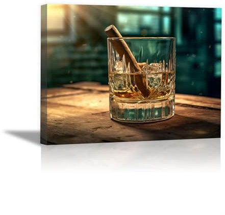 JOSUE Hombres Cuadros Modernos Lienzo,copas de vino de tabaco Gris azul Cuadro Para Dormitorio Comedor Sala De Estar-70x100cm Enmarcado