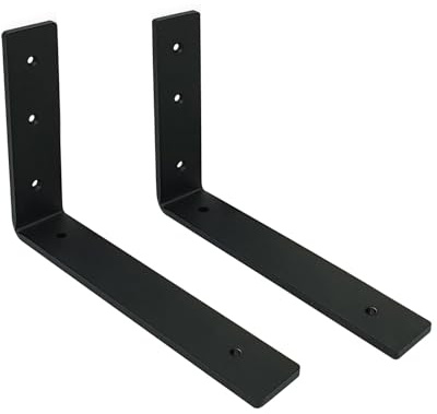MLOQI Lot de 2 Equerre Etagere Murale, Supports Pour étagères Lourdes Industrielles, Equerre Charge Lourde, Supports en L, 5 mm d'épaisseur avec Vis (25 cm)