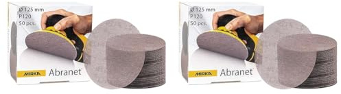 Mirka Abranet Net Sanding Disc Ø 125mm Grip/Grit P120 / 50 pcs/for Sanding Wood, Filler, Varnish, Plastic / 5423205012 (Pack of 2)
