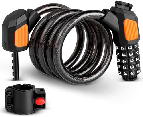 AiQInu Lucchetto Bici Combinazione, Catena Bicicletta Antifurto 120cm x 12mm Livello di Sicurezza Molto Alto Lucchetto Bicicletta per Triciclo Scooter Moto