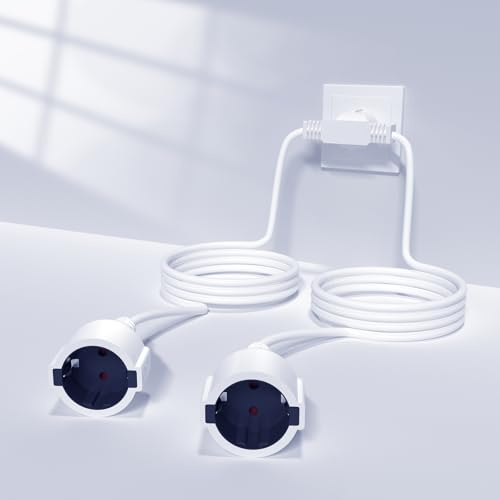 BrightArk 2M Double Fiche pour Prise de Courant, Rallonge avec 2 Prises 16A/250V Double Prise Electrique, Prise Double à Rallonge de Contact de Protection, pour Cuisine, Bureau, Maison Max 4000W