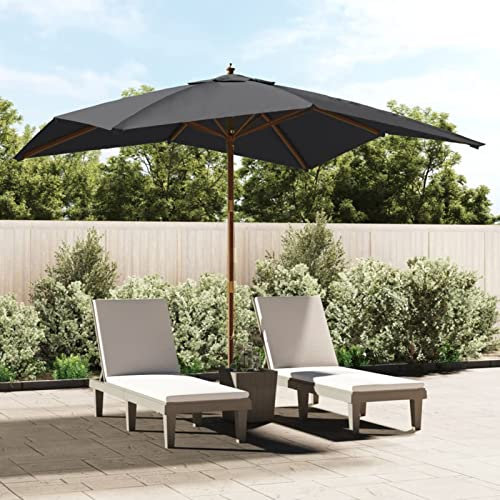 ARKEM Sombrilla de jardín con Poste de Madera Negro 300x300x273 cm Sombrilla Playa Grande Sombrilla Excentrico